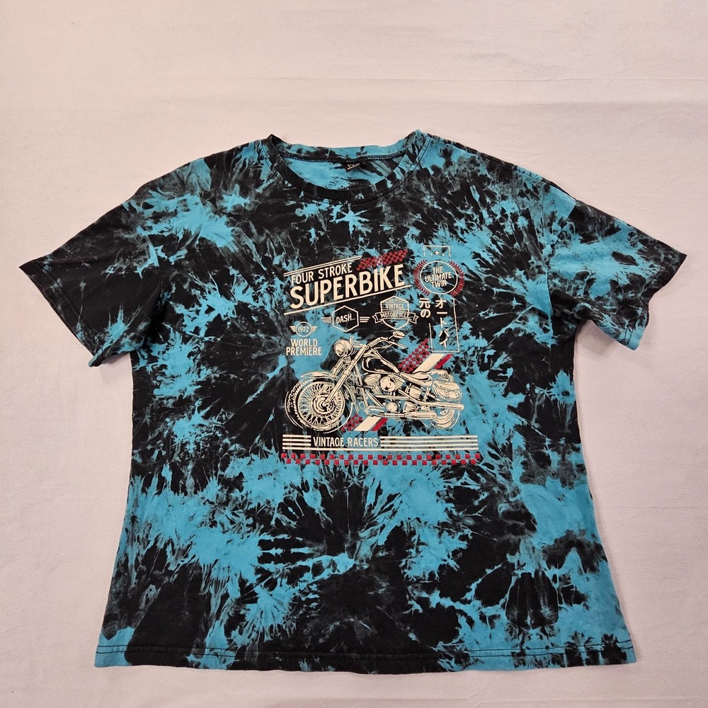 Superbike Vintage Racers Blue Acid Wash Short Sleeve Cotton T-Shirt Adult S